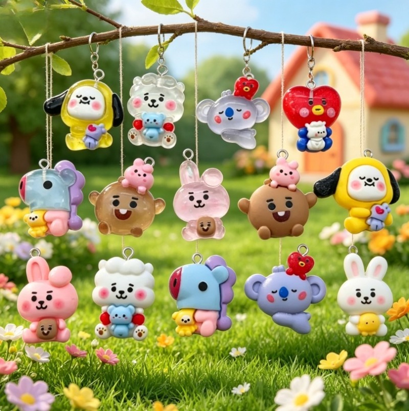 7pcs BT21 수지 만화 참 DIY 액세서리 공예  - Resin Art Materials 리뷰 및 가격