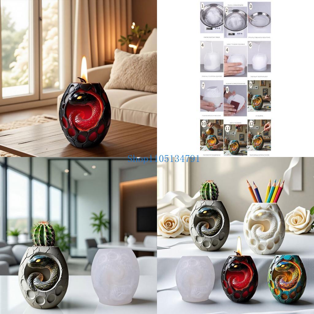 98km 크리 에이 티브 뱀 패턴 실리콘 화분 금형 화 - Resin Art Unique Ideas 리뷰 및 가격